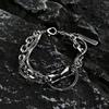 Hip-hop Trendy Stainless Steel Geometric Black Zircon Couple Bracelets for Women Men Personality Punk Jewelry Accessories Gifts