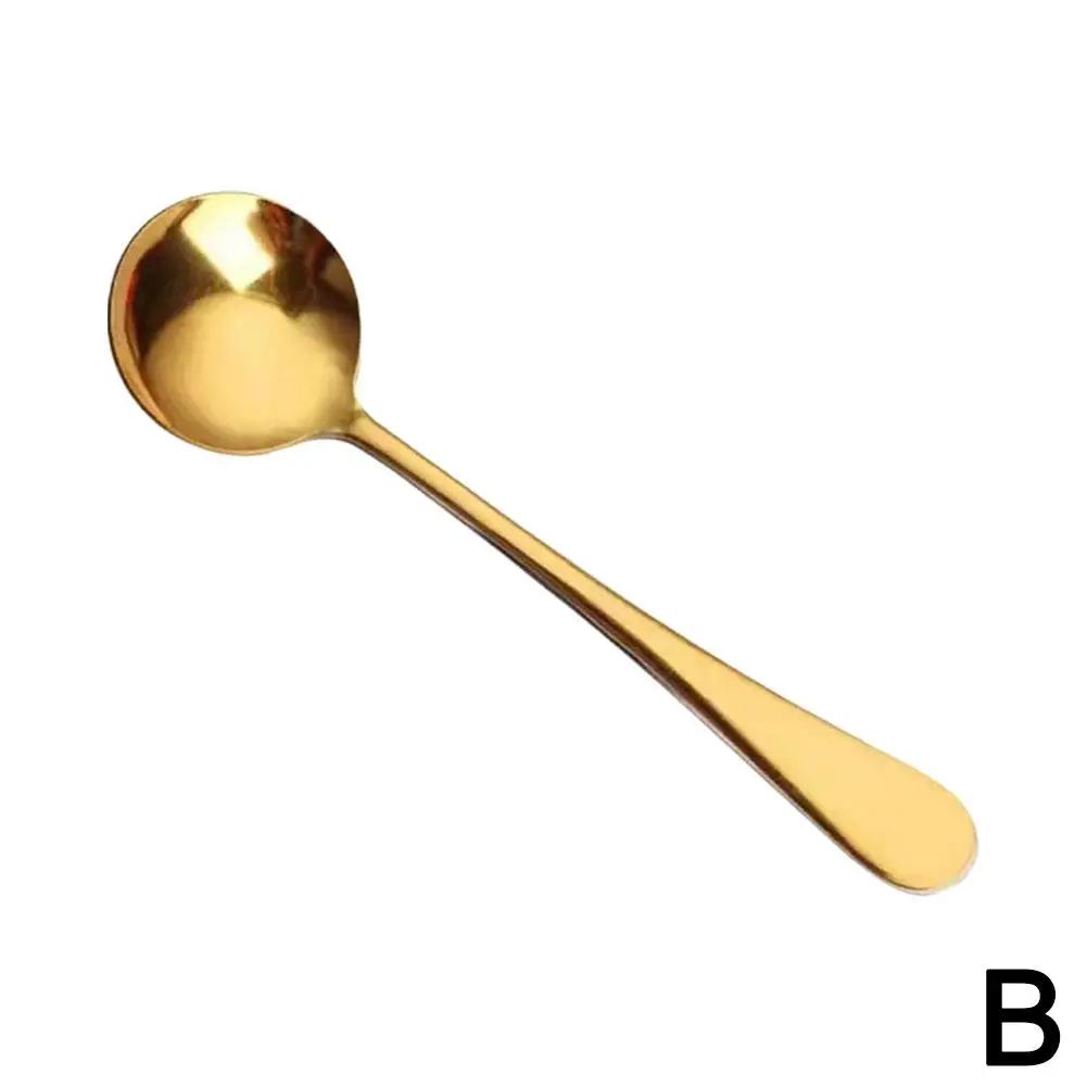 Steel Round Soup Spoons Practical Fine Workmanship Thicken Long Handle Smooth Finish Ideal For Cooking And Servin U1Q7