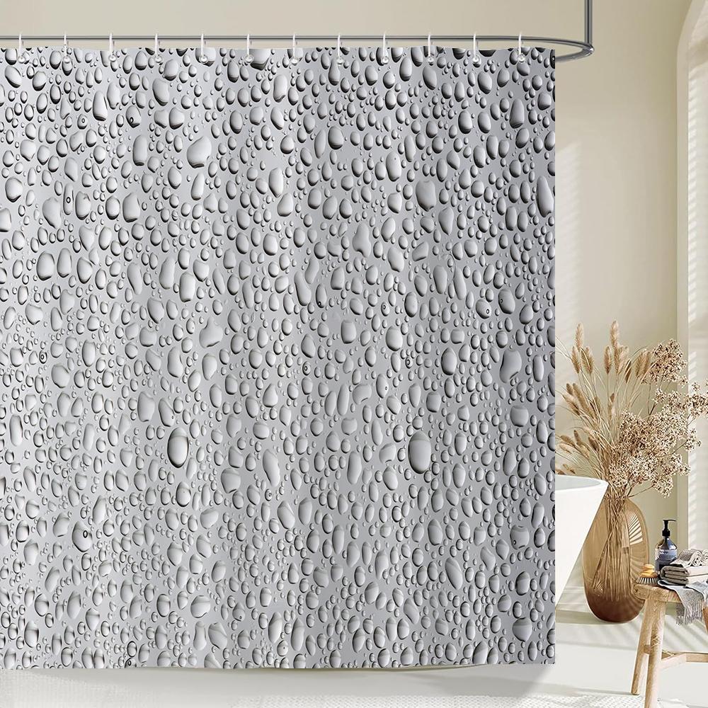 Gray Gradient Art Water Droplets Shower Curtain Print Modern Nordic Minimalist Polyster Home Decor Bathroom Curtain With Hooks