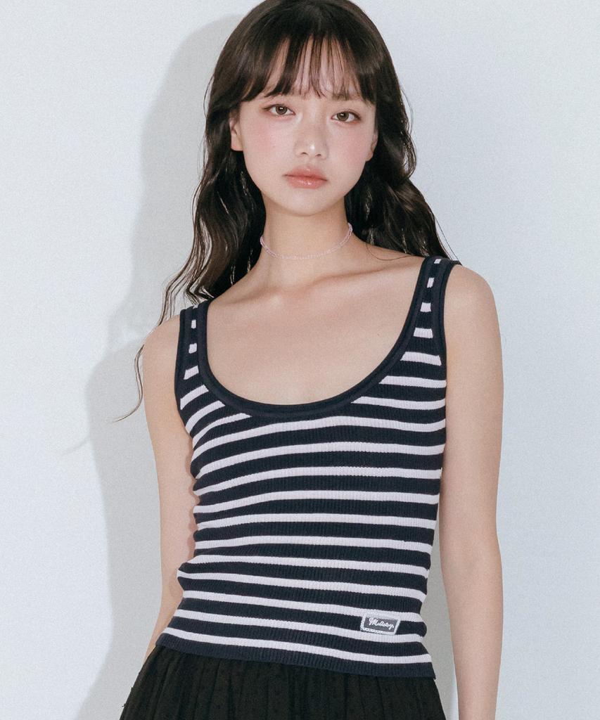 Mellotoli Striped Sleeveless Knit Top (Navy)