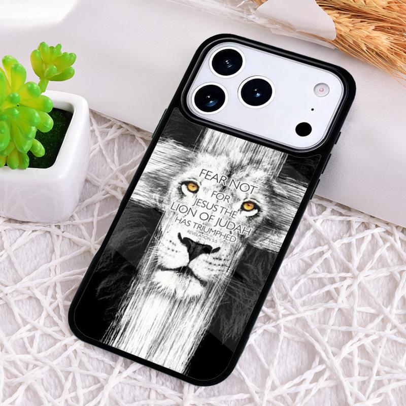 Löwenkopf Kreuz - Tier Handyhülle für iPhone 17 Air 16 15 11 12 14 13 Pro Max Stoßfeste Hülle