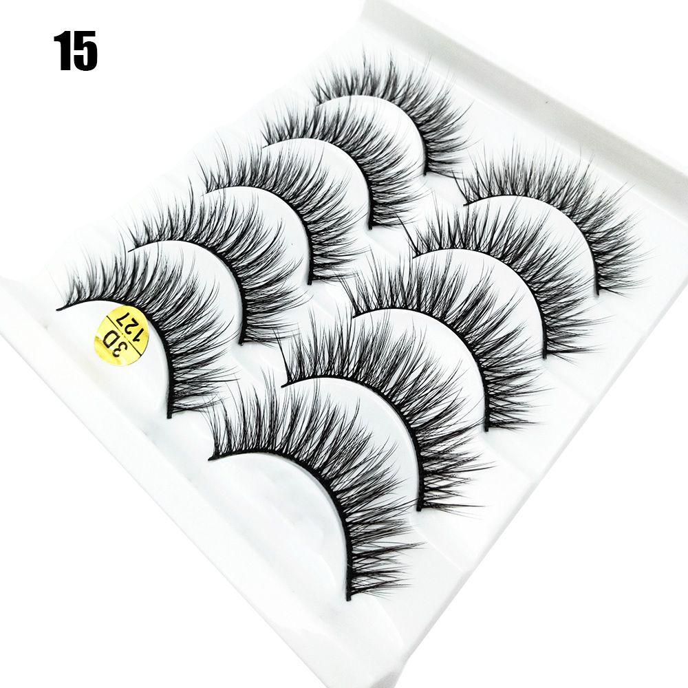 5 Pairs Woman Natural  Fluffy Eye Lash Extension False Eyelashes 3D Faux Mink Hair Crisscross
