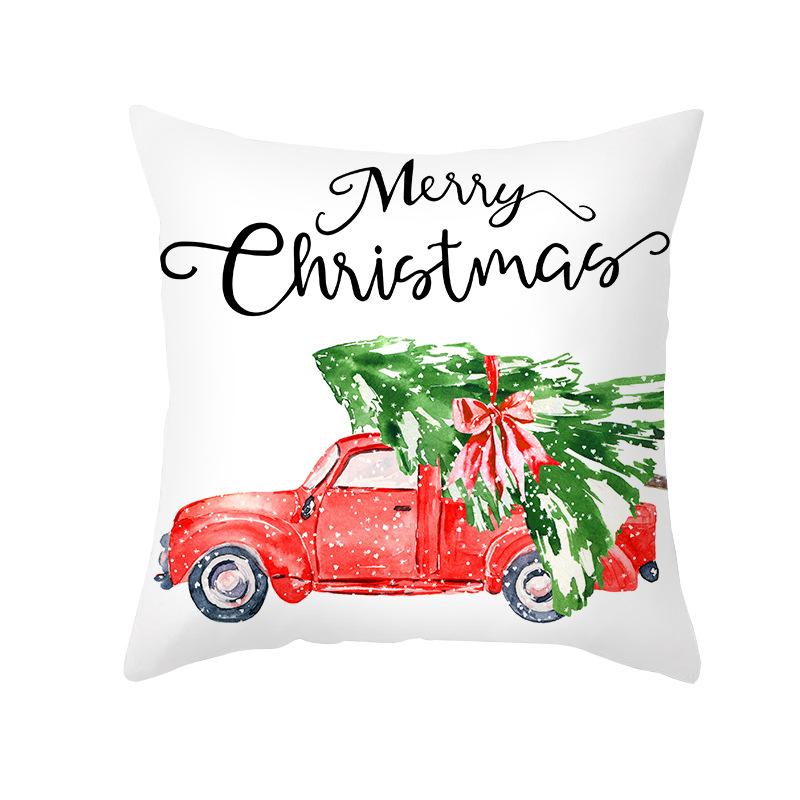 Plaid Christmas Pillow Cover Letter Christmas Tree Sofa Cushion Cover Peach Skin Cushion Home