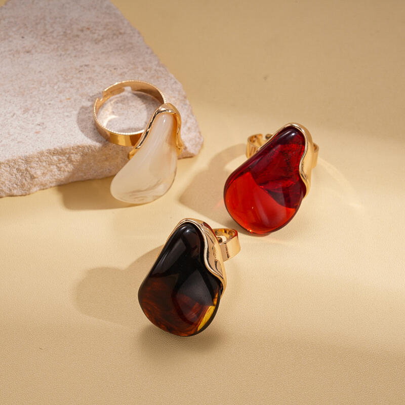 Übertriebene unregelmäßige geometrische Harzringe für Damen Herren Böhmische Persönlichkeit Verstellbarer großer Ring Feiertags Schmuck Zubehör