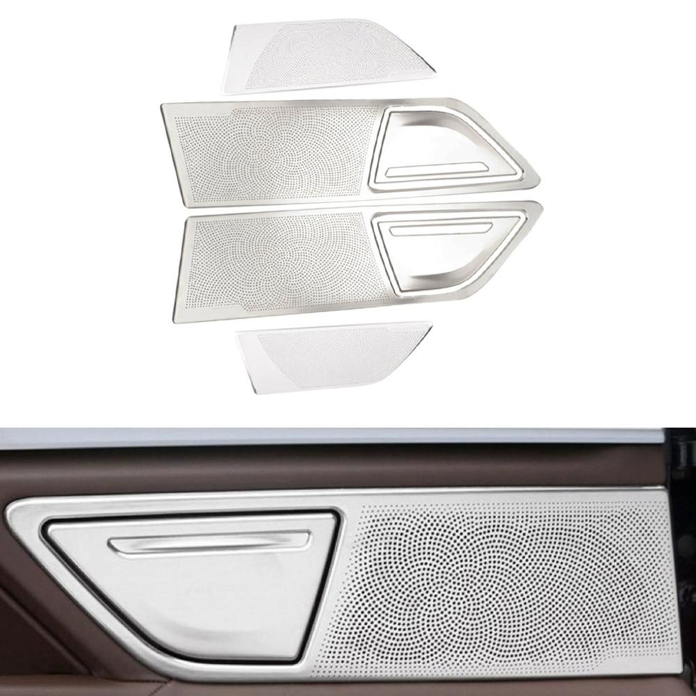 Silver Stainless Steel Car Stereo Speaker Door Sticker Cover Trim For BMW 7 Series G11 G12 2016-2025 Car Accessories