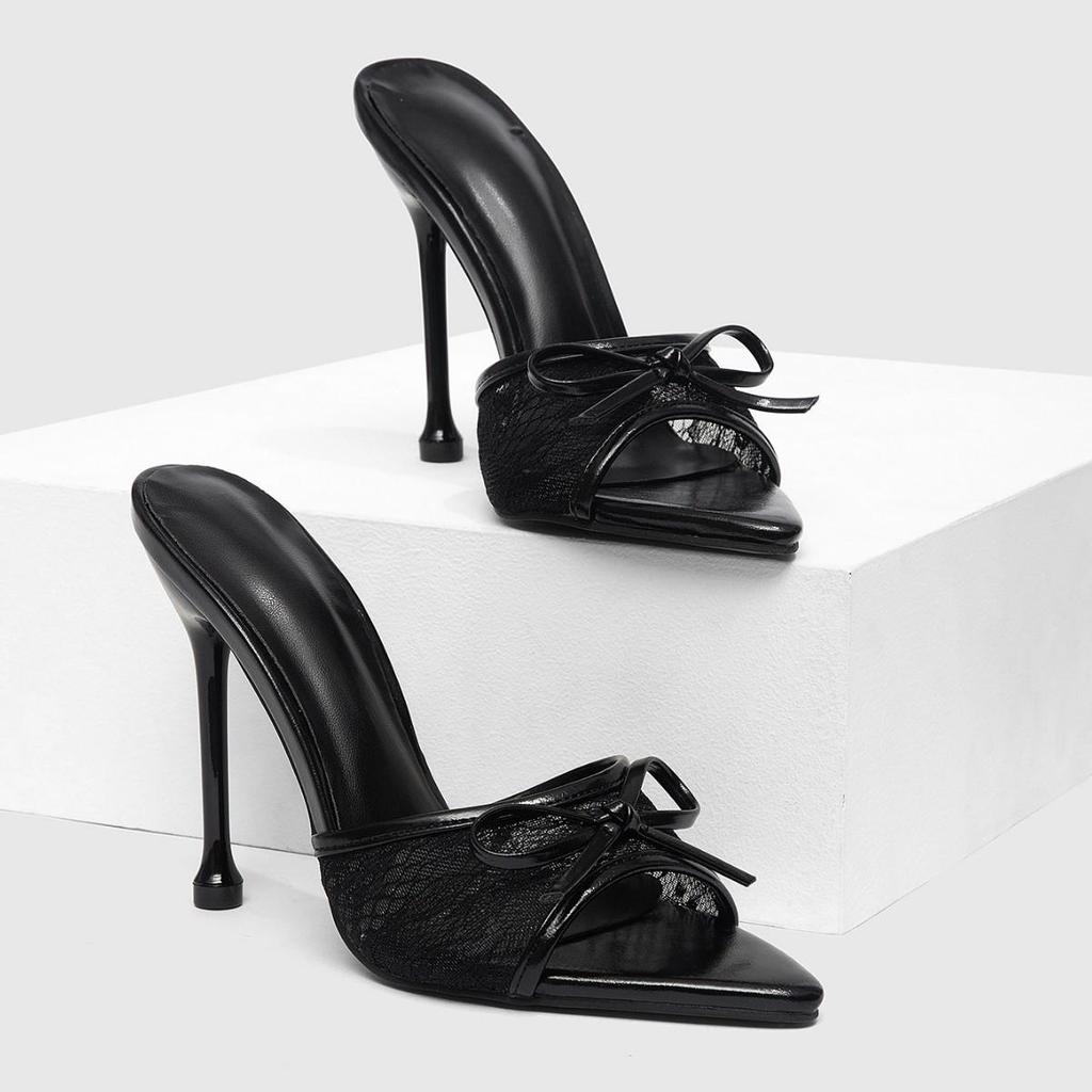 2026 Summer Sexy Mesh High Heel Slides for Women, European and American Style, Sizes 35-43