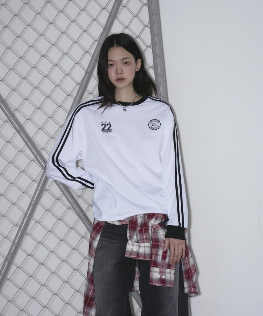 THE GREEN LAB Soccer Football Color Block Long Sleeve T-Shirt [White]