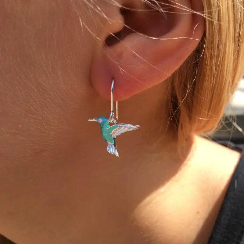 Blue Gradient Mini Hummingbird Necklace & Fresh Spiritual Earrings