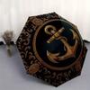 Nautical Anchor Decorative Plate - Maritime Theme Wall Art Umbrella, Portable 3-Fold Compact Umbrella for Men & Women R155