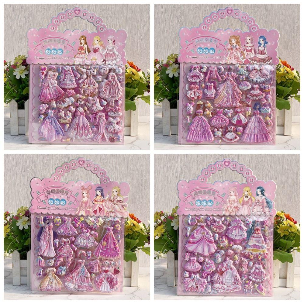 3D Puffy Stickers Dress Up Princess Sticker for Girl Christmas Gift Toy Scrapbooking DIY Decoration Bubble Stickers