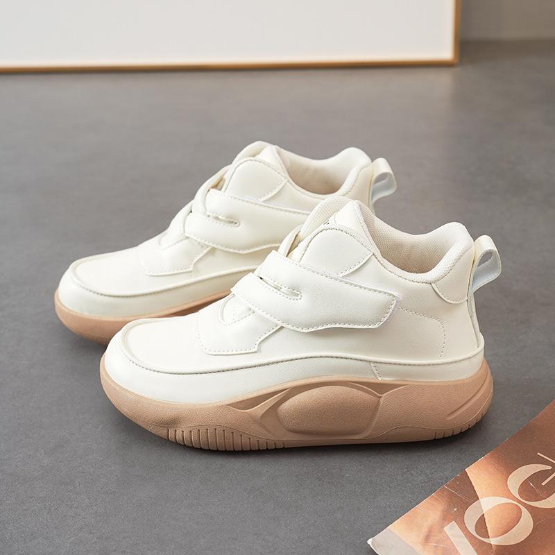 Women Mid Top Leather Surface Korean Style Versatile Casual Sports Dad Sneakers