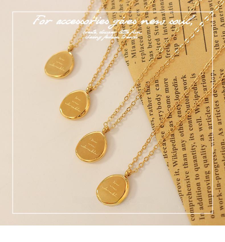 18k Gold Irregular Oval Letter Pendant Necklace in Titanium Steel – Luxury Women's Jewelry