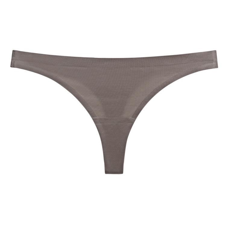 Solid Sexy Seamless No Show Thongs for Women Breathable Elastic Low Waist Ice Silk Lightweight Panties Soft Comfortable Four Season Underwear