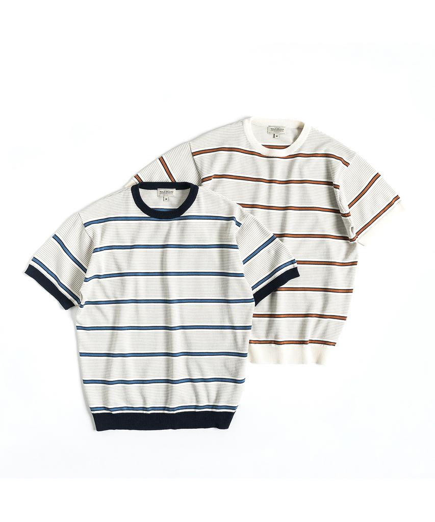 Waildeubeuligseu Fn Knitted Stripe T-Shirt (Blue)