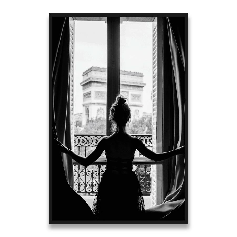 Black and White Sexy Window Girl Nordic Canvas Painting Fashion Beautiful Woman Posters Wall Art Pictures Living Room Home Decor