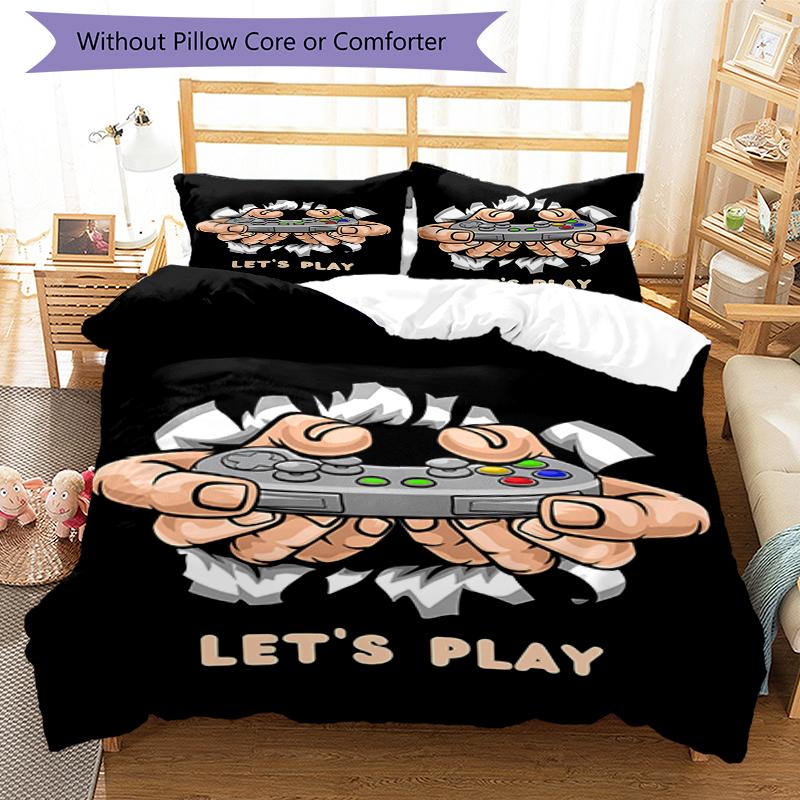 3pcs Game Controller Bedding Set Duvet Cover Closure Includes 1 Duvet Cover & 2 Pillowcases, Soft and Comfortable for All Seasons.