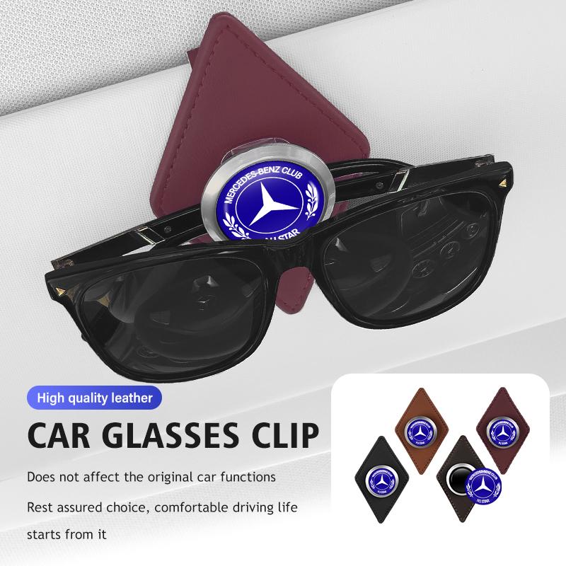 Leather Car Eyeglass Holder Glasses Storage Clip Accessories For Mercedes Benz CLK GLC W212 C200 C300 W203 W204 W205 W169 W176 BG1