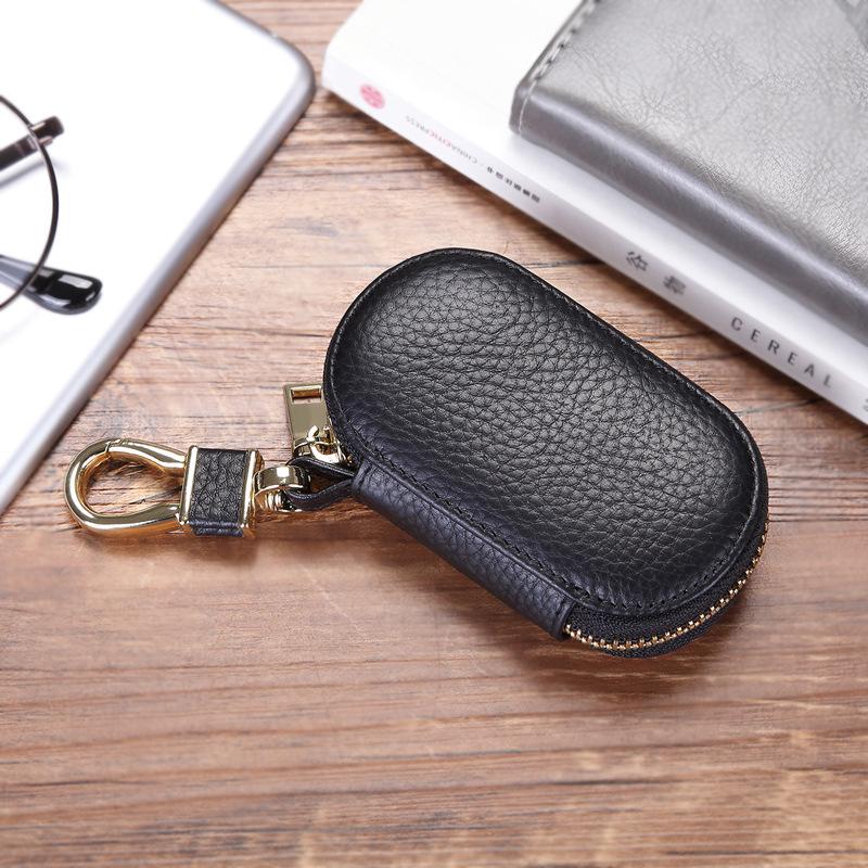 First Layer Cowhide Universal Zipper Car Key Bag 2024 - Fashion New Key Cover