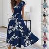 Women's Long Dress Maxi Dress Casual Dress Chiffon Dresses Swing Dress Color Casual Mature Outdoor Daily Date Ruffled Short Sleeve V-neck Dress