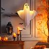 3 Stück Halloween Hängegeister 19,6" LED Leuchtend Outdoor Fliegender Weißer Geist für Vorgarten Terrasse Rasen Garten Party Deko