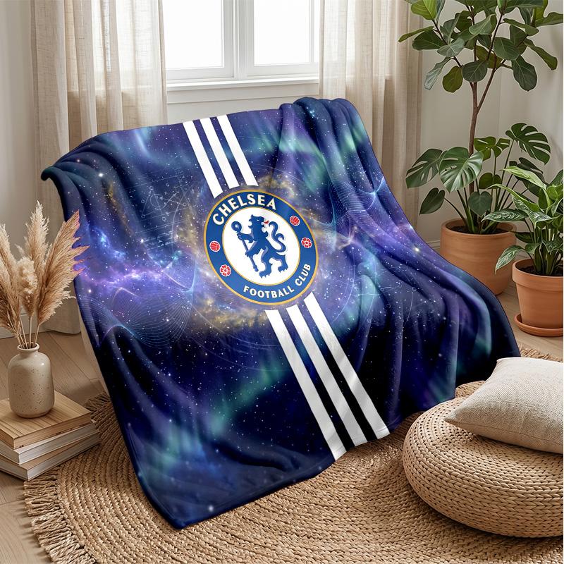 Chelsea FC Theme Blanket Soft Flannel Blanket Plush Throw Blanket Cozy Sofa Bed Blanket for Home Decor