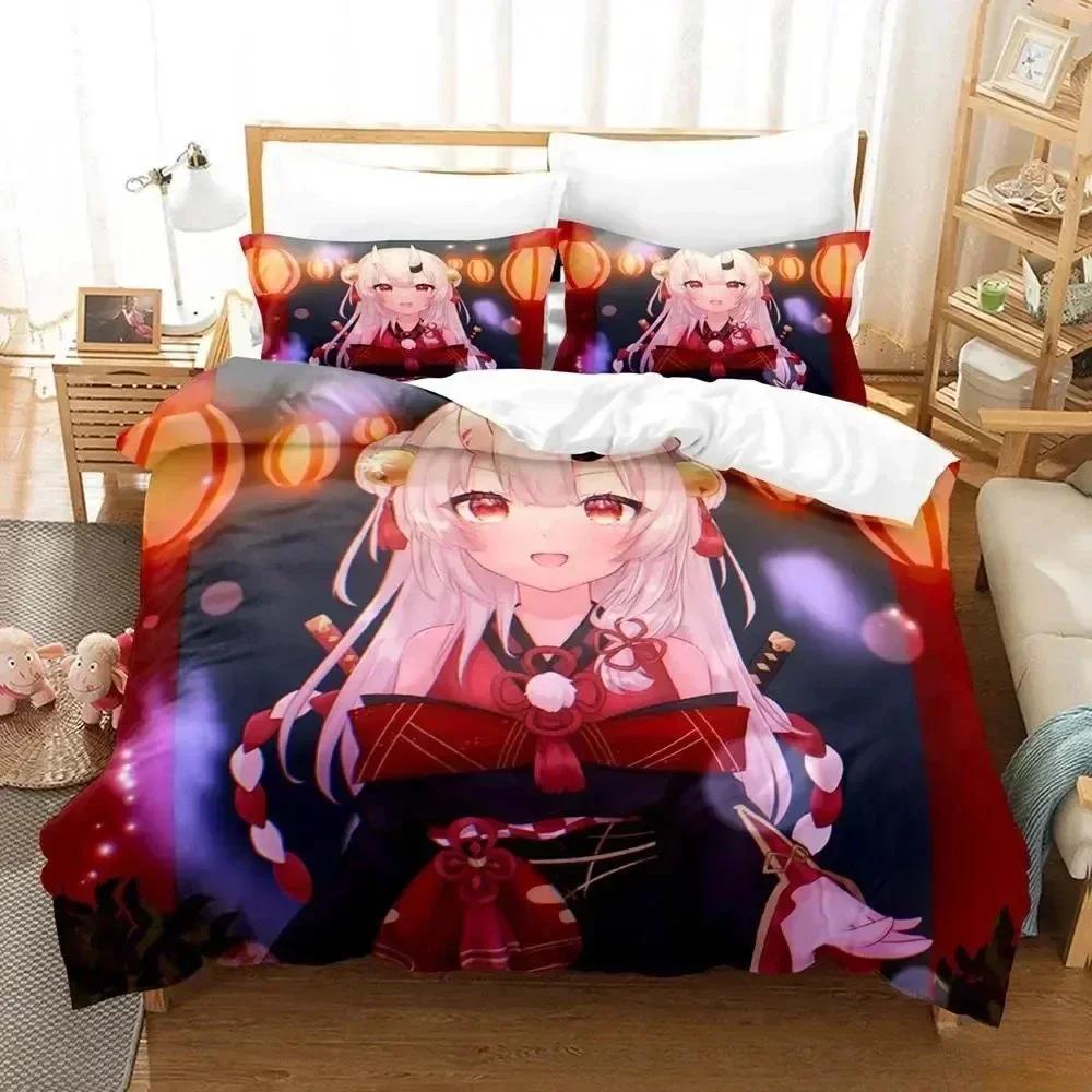 Kawaii Akai Haato Bedding Set Printed Bed Set With Pillowcase Bed Duvet Cover Soft Queen King Size Bedclothes Home Bed