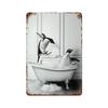 Funny Animal Posters Metal Tin Sign Plaque Dog Monkey Reading Newspapers Decorative Plates For Toilet Bathroom Wall Art Decor