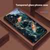 Chinesischer Windfisch Für Samsung Galaxy A15 5G 54 4G 51 50 24 35 90 71 12 51 53 52S 80 22 34 Schwarze Handyhülle aus gehärtetem Glas