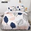 Set Copripiumino King Size Blu Navy Rosa Foglia Pianta Stampato Chic Set Biancheria da Letto Morbido per Tutte le Stagioni Copripiumino in Poliestere