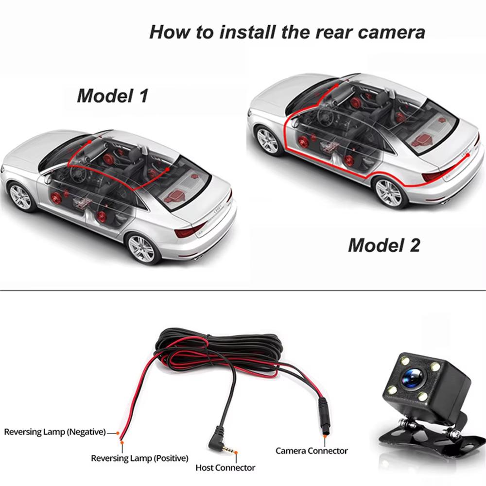 1080P Car Dash Cam 3 Cameras Front Cabin and Rear Driving Recorder 3 Channel DVR Cam with Loop Recording G-Sensor Black Box Car Accessories