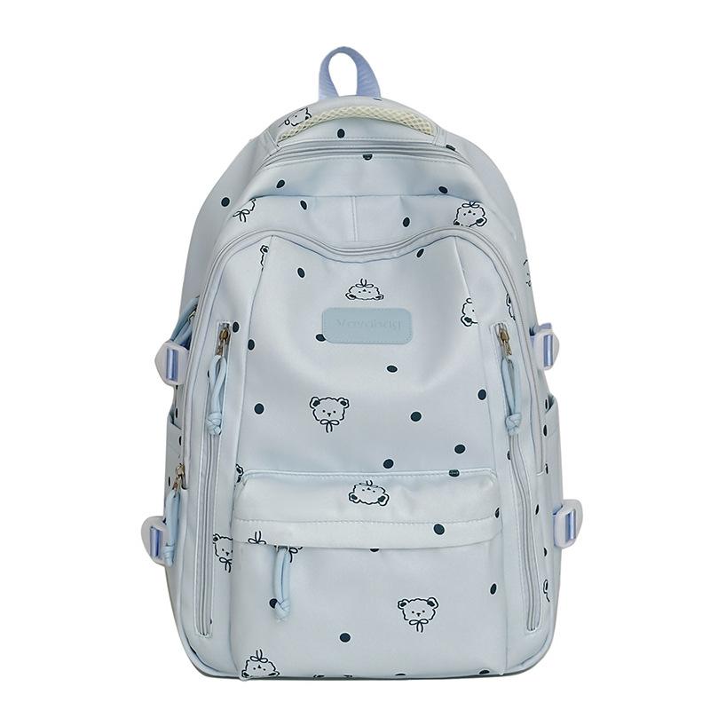 Schoolbag Korean version of small fresh schoolbag Japanese princess versatile cute polka dot men's and women's printed junior high school students