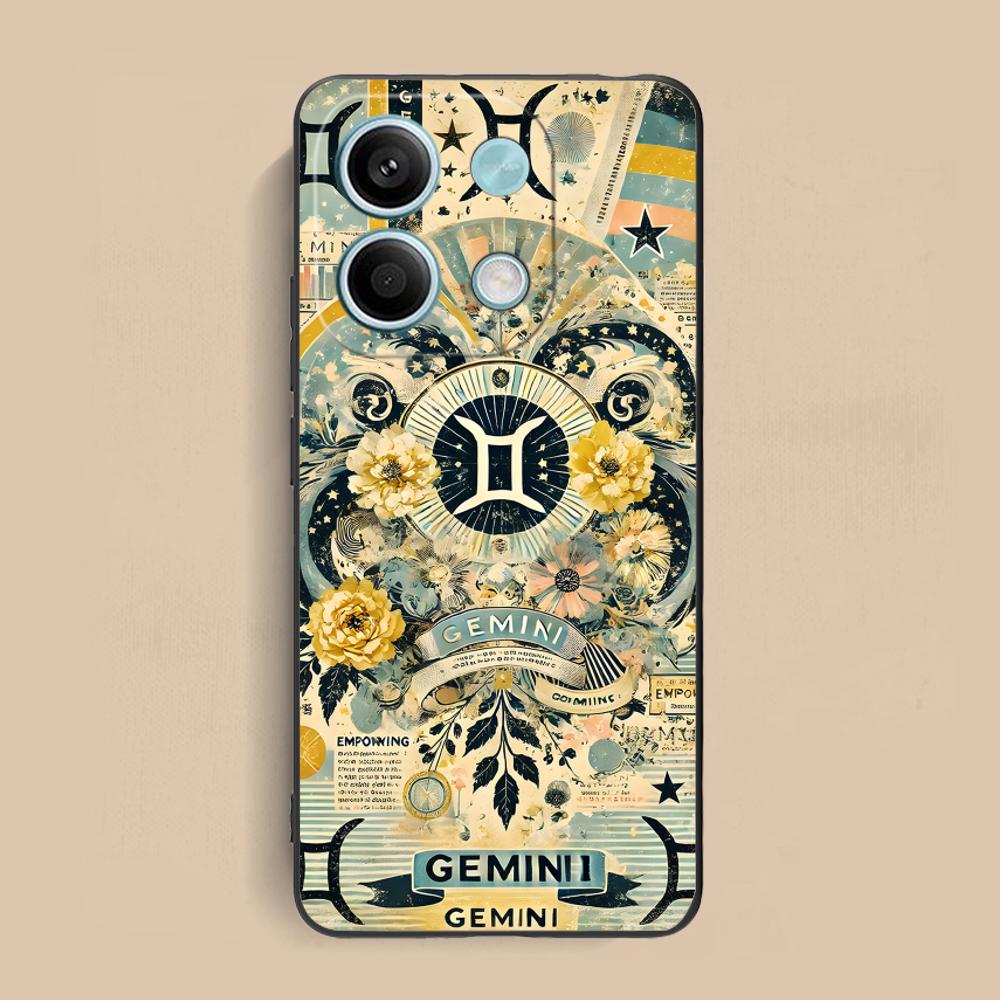 Zodiac Sign Gemini Phone Case for Xiaomi Redmi Note 14 13 12 11 S Pro Plus 4G 5G Soft TPU Shockproof Cover