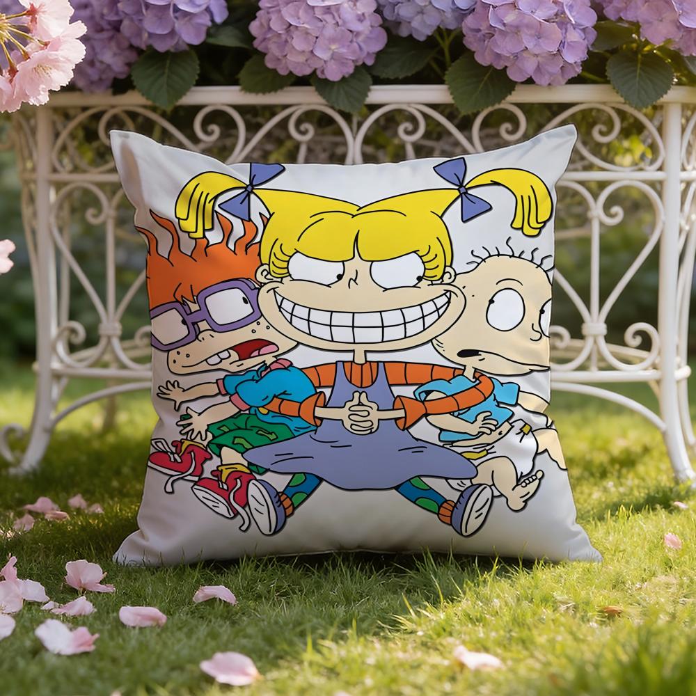 Housse de coussin dessin animé R-Rugrats Housse de coussin double usage Maison et Voiture: Réversible pour un confort optimal