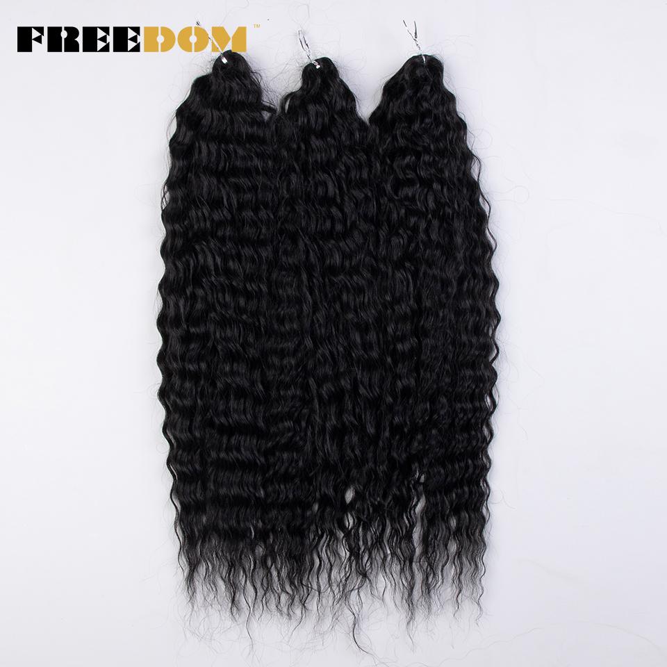 FREEDOM Synthetisches Lockiges Haar 24 Zoll Wasserwelle Twist Häkelzopf Haar Ombre Pink Ingwer Tiefwelle Flecht Haarverlängerung