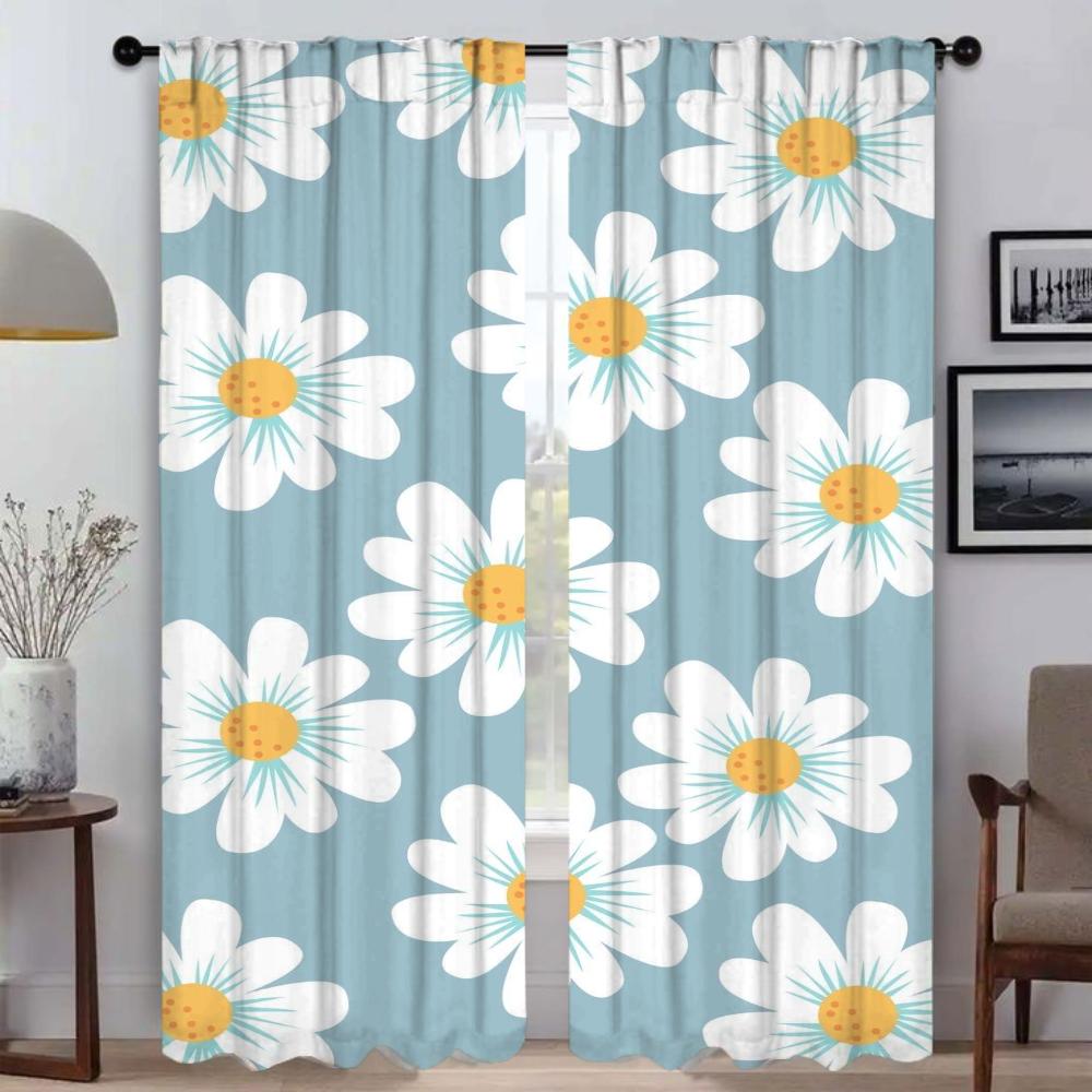 Blackout Curtains for Living Room Flower Window Curtain for Room 2 Panel Partition Shades Home Interior Curtains Kitchen Elegant