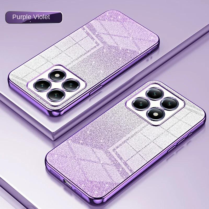 Gradient Color Glitter Soft Silicone Case For Xiaomi Mi 14T Pro 13T 12T 11T 15 Electroplated Frame Shockproof Protective Cover