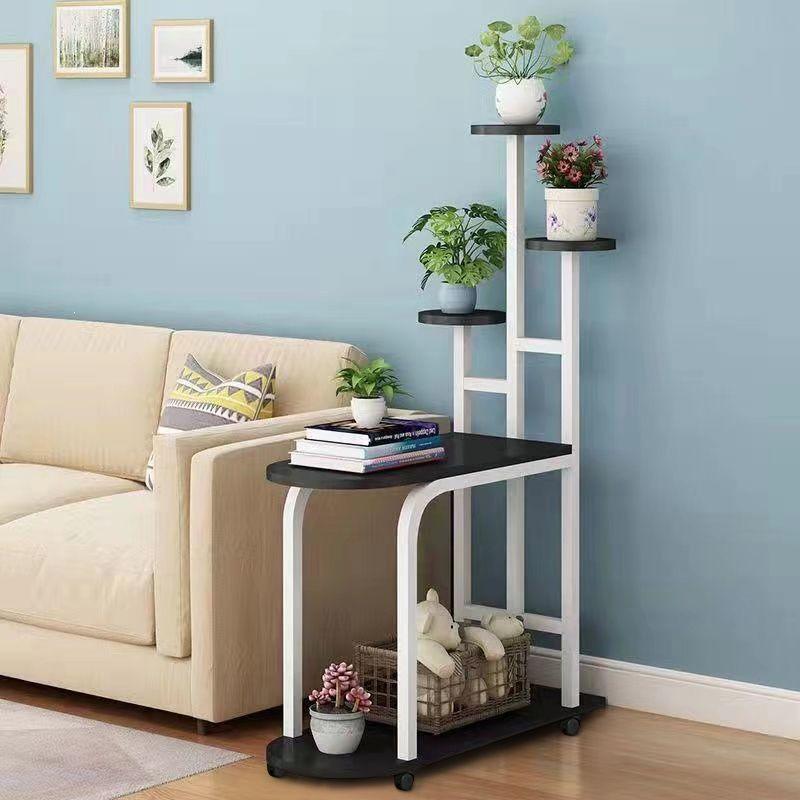 Nordic Multi-layer Indoor Flower Stand with Side Table – Wrought Iron Plant Pot and Fish Tank Decor Storage Rack