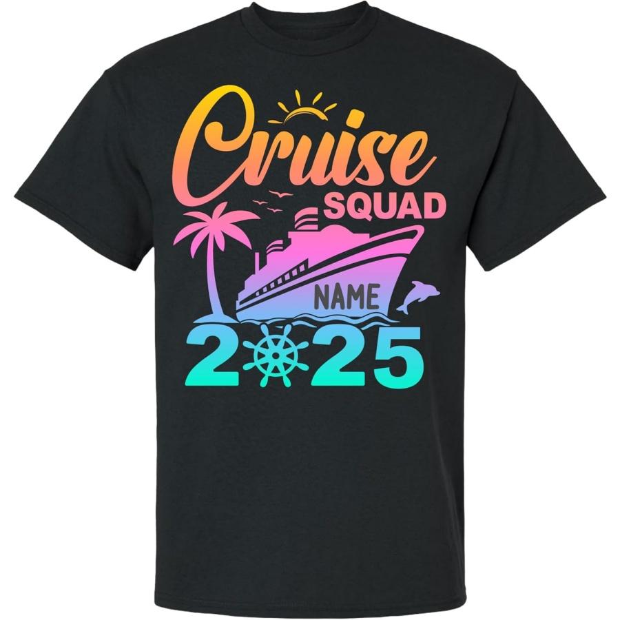 Custom Cruise Squad Shirts 2025, Matching Family Vacation Cruise Shirts with Ship and Name, Personalized Group Cruise Outfits