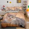 Ensemble de Housse de Couette Chat Adorable 3D, Ensemble de Literie Chat Animal de Compagnie Mignon Taille Complète Queen King, Couettes de Luxe Animaux Mignons Cadeaux Textiles de Maison
