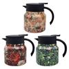Thermal Coffee Carafe Insulated Tea Pot with Built-in Filter V-Shaped Spout Retro Floral Pattern Water Tea Pot Beverage Pitcher