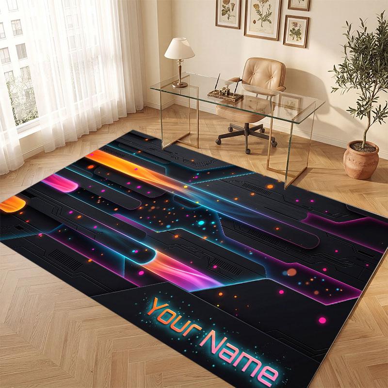 Covor de podea din catifea de cristal cu tematică Cyberpunk Urban Nume personalizat Text Covor cald Decorare casă