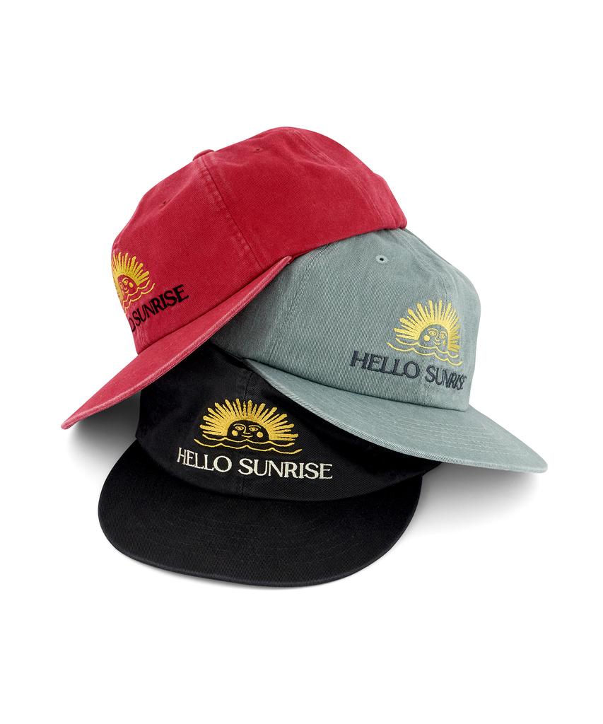 HELLO SUNRISE Washed Two Tone Logo 6Panel Cap_Black