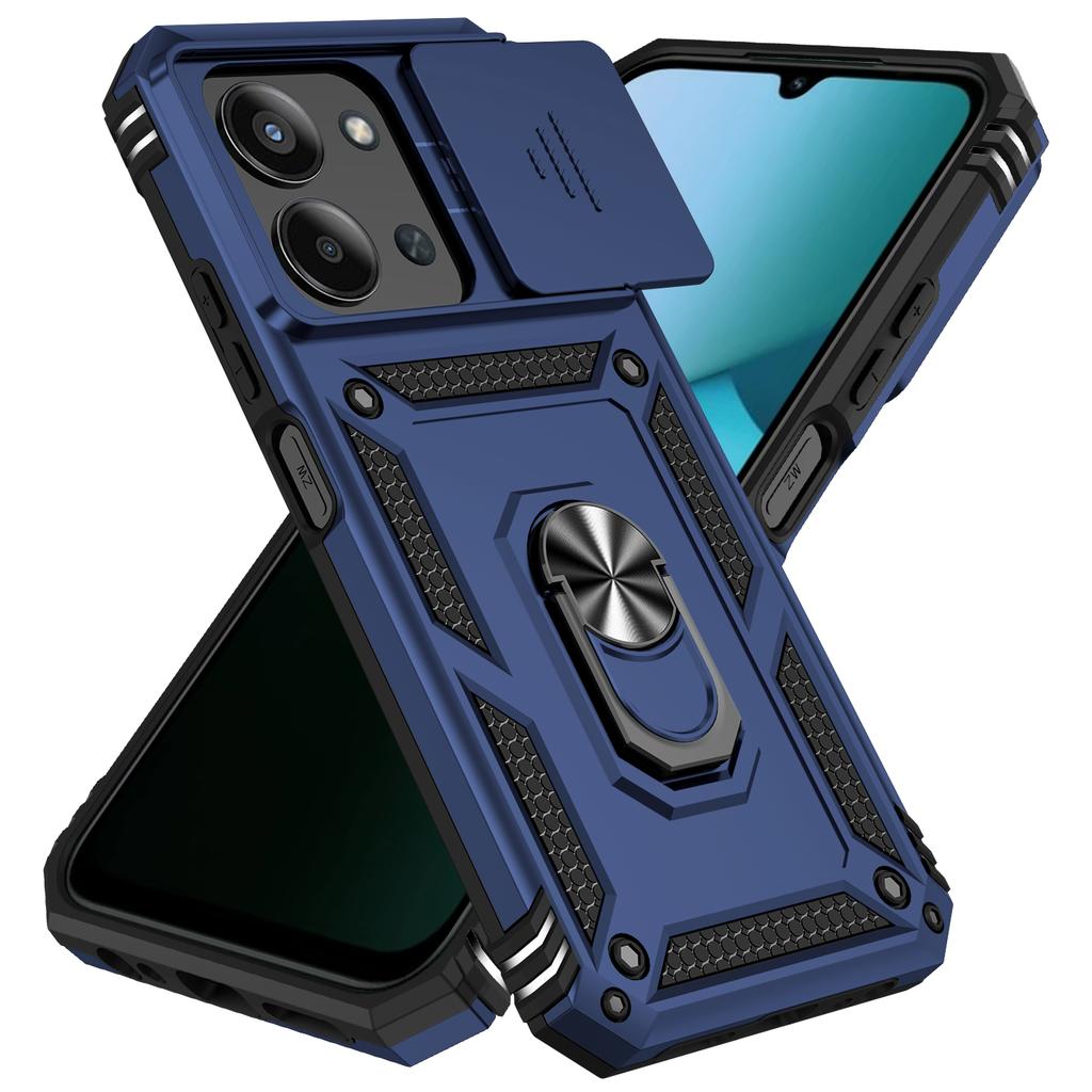 Armor Shockproof Case For Xiaomi Redmi 15C 4G 171.6mm 5G 173.2mm Metal Holder Sliding Window Camera Lens Protection Back Cover