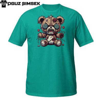 Scary Voodoo Bear T-Shirt – Halloween Plush Doll with Buttons and Stitches