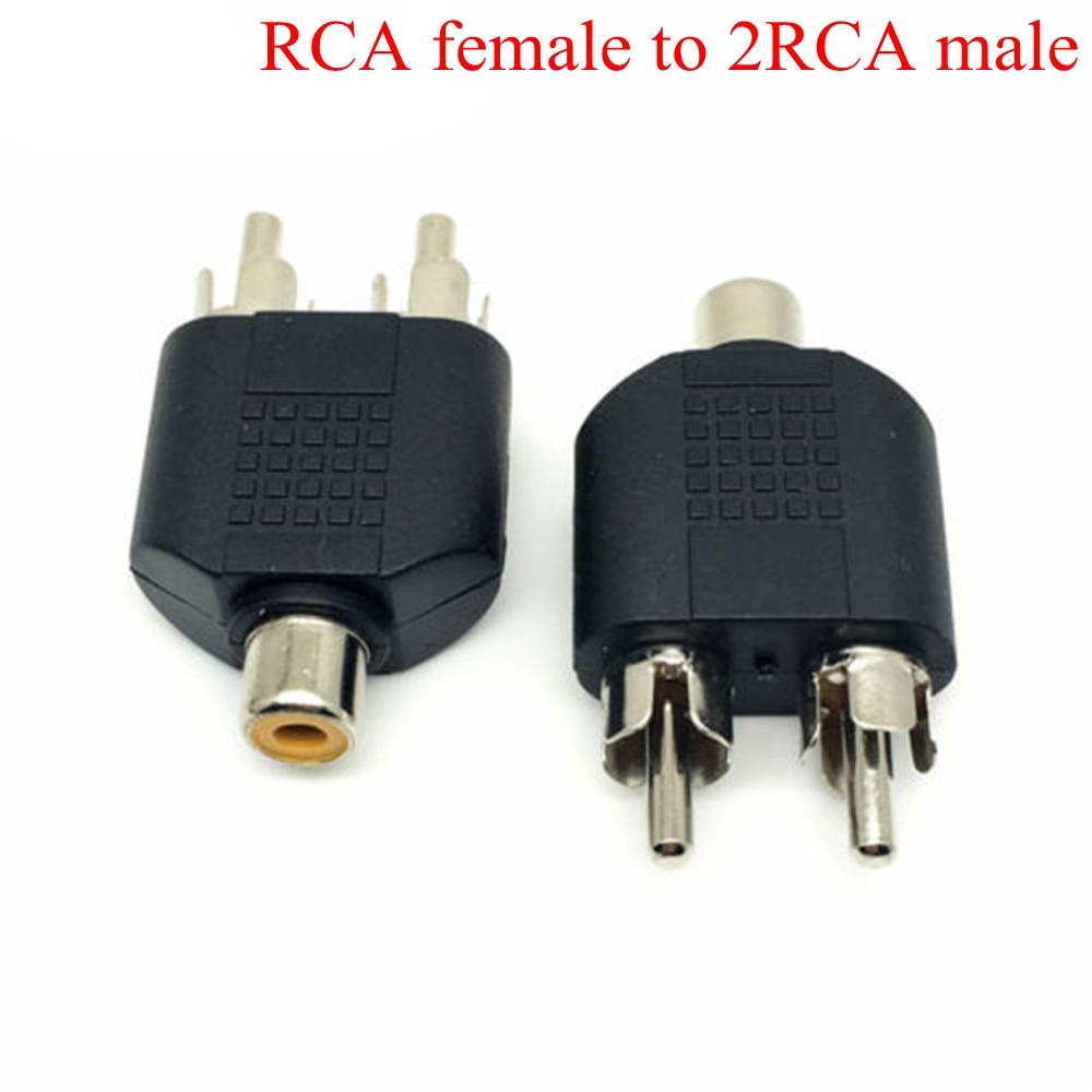 2pcs Home Video Accessories TV 3.5mm To 2 RCA Female Male Audio Adapter Y Splitter Converter