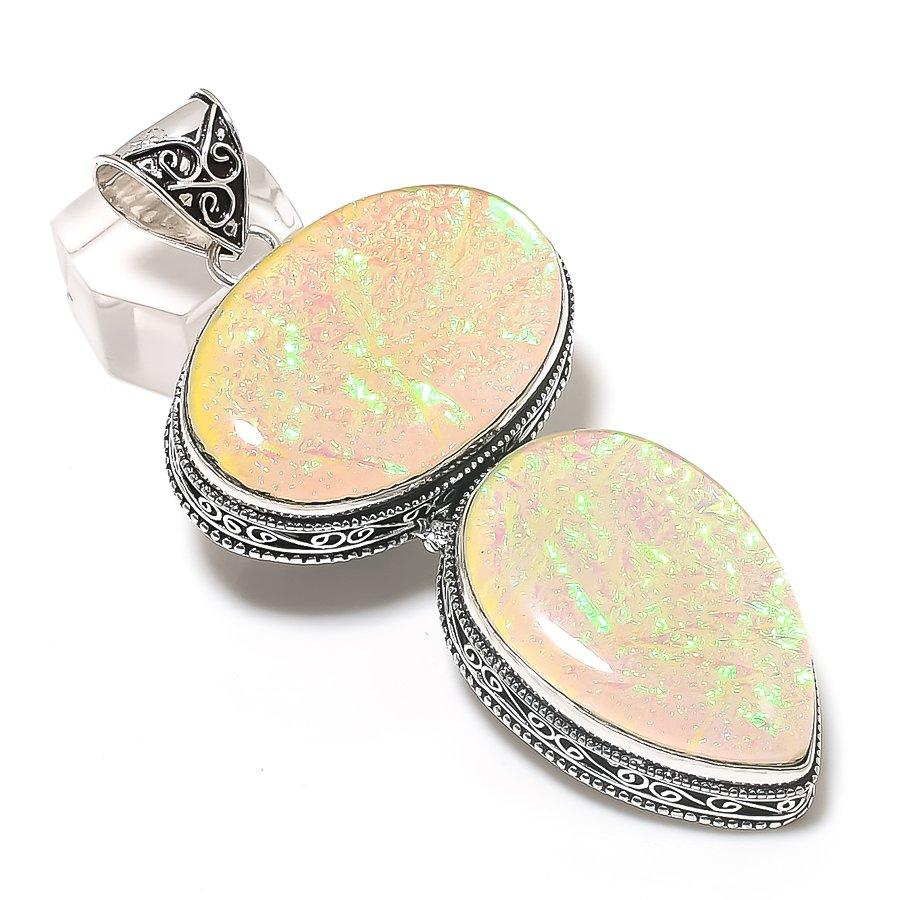 Natural Orange Triplet Opal 925 Sterling Silver Jewelry Pendant 3.35" N1s35
