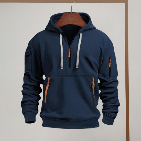 2Pcs/Set Men Sports Suit Hooded Drawstring Long Sleeve Pockets Sweatshirt Elastic Waist Trousers Set Fitness Tracksuit