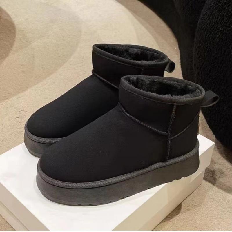 Neue Schneestiefel mit dicker Sohle für Damen, Fleece und verdickte warme Brotschuhe, Baumwollschuhe für Damen