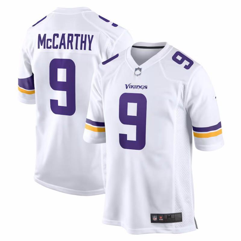 NFL Minnesota Vikings 18 Jefferson 9 McCarthy Purple White Embroidered Football Jersey Mens Short Sleeve Sportswear