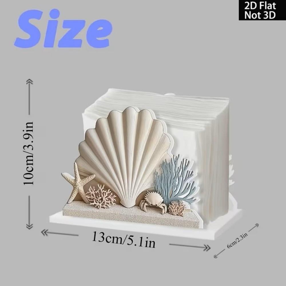 Gifts 2D Flat Tissue Dispenser Ocean Style Wooden Crafts Napkin Holder Starfish Shell Crab Tissue Rack Office Desktop
